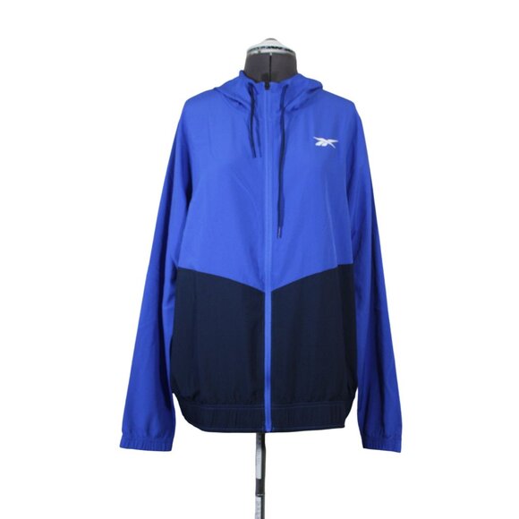 Reebok men's regular fit full zip‎ woven training windbreaker hooded jacket - Picture 1 of 10